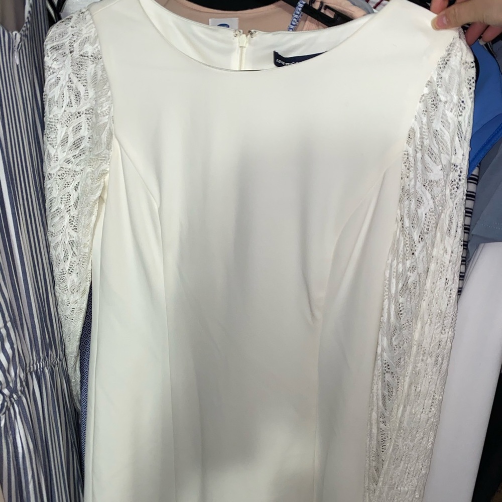 American living white dress lace sleeves